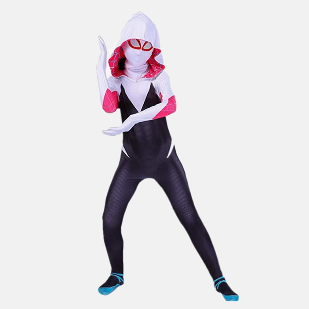 Spider-Gwen Kids Costume – Into the Spider-Verse Girls Halloween Marvel Costume - Picture 5 of 11